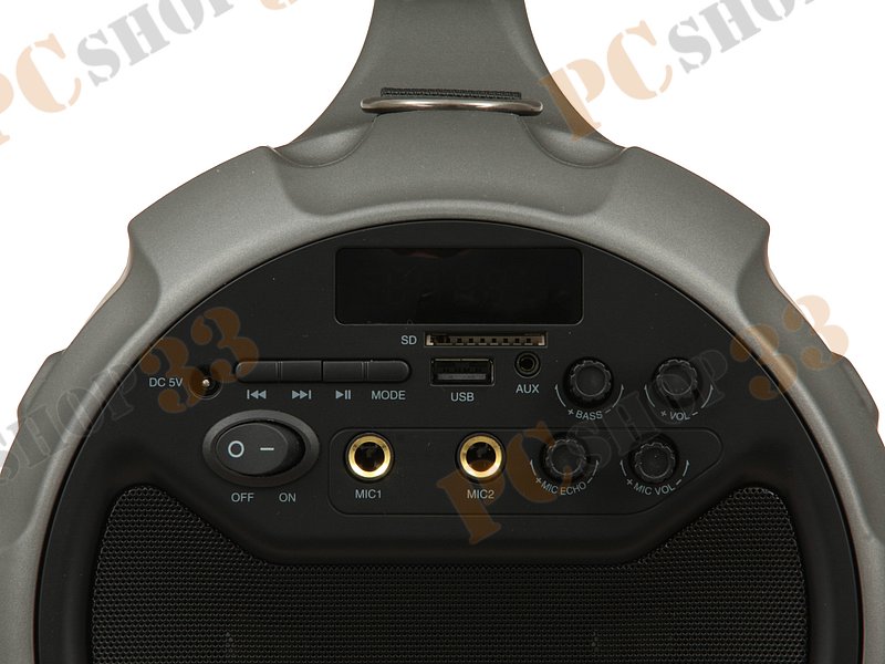 Акустическая система 2.1 Ginzzu GM-882B, сабвуфер 24Вт, сателлиты 2x2Вт, портативная, с MP3 плеером, с FM радио, с караоке, черный (Bluetooth)