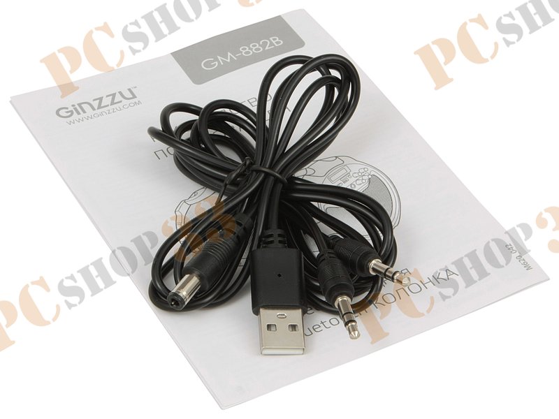 Акустическая система 2.1 Ginzzu GM-882B, сабвуфер 24Вт, сателлиты 2x2Вт, портативная, с MP3 плеером, с FM радио, с караоке, черный (Bluetooth)