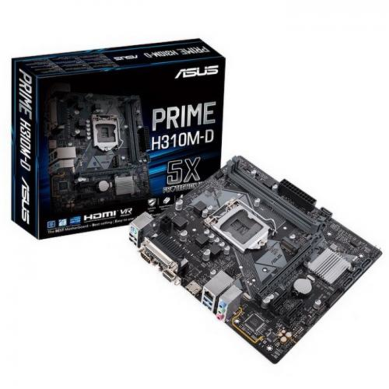 Мат. плата Socket1151 ASUS PRIME H310M-D (iH310, 2xDDR4, M.2, SATA III, PCI-E, D-Sub, HDMI, 1Гбит LAN, USB3.1, mATX)