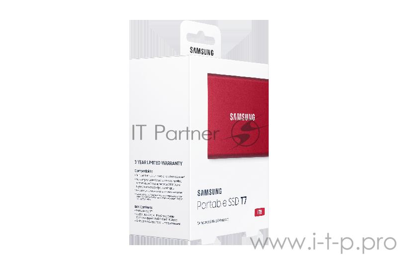 Твердотельный накопитель Samsung SSD 1TB T7 Touch, USB Type-C, R/W 1000/1050MB/s, Red