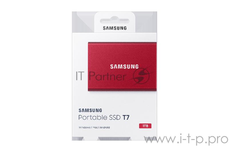 Твердотельный накопитель Samsung SSD 1TB T7 Touch, USB Type-C, R/W 1000/1050MB/s, Red