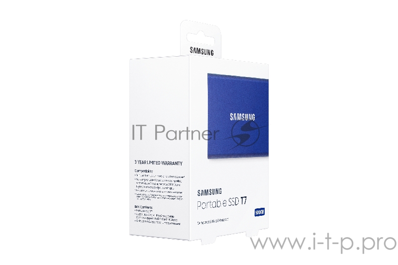 Твердотельный накопитель Samsung SSD 500GB T7 Touch, USB Type-C, R/W 1000/1050MB/s, Blue