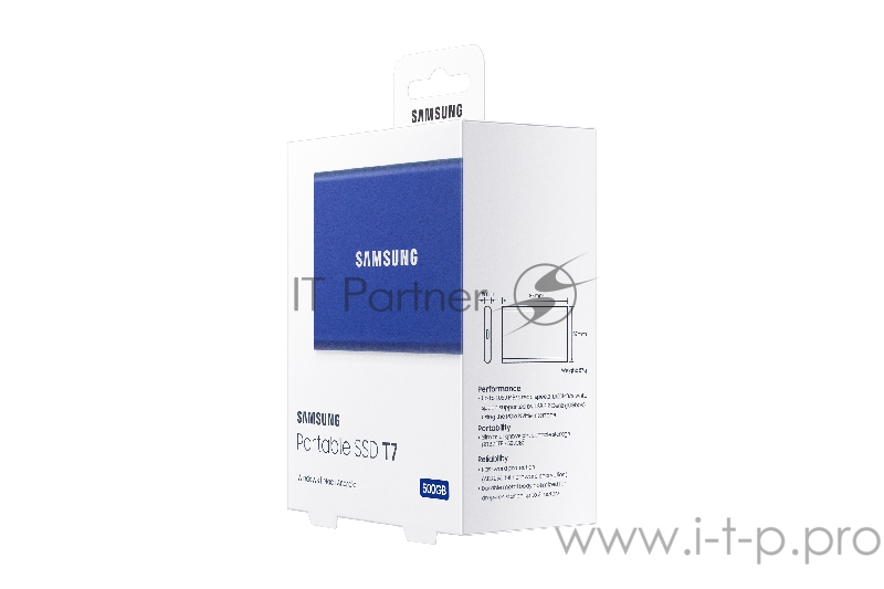 Твердотельный накопитель Samsung SSD 500GB T7 Touch, USB Type-C, R/W 1000/1050MB/s, Blue