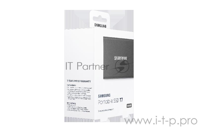 Твердотельный накопитель Samsung SSD 500GB T7 Touch, USB Type-C, R/W 1000/1050MB/s, Titanium