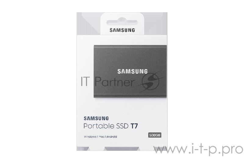 Твердотельный накопитель Samsung SSD 500GB T7 Touch, USB Type-C, R/W 1000/1050MB/s, Titanium