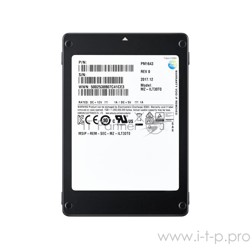 Твердотельный накопитель Samsung SSD 1920GB PM1643a 2.5 SAS 12Gb/s TLC R/W 2100/1800 MB/s R/W 430K/60K IOPs DWPD1 5Y