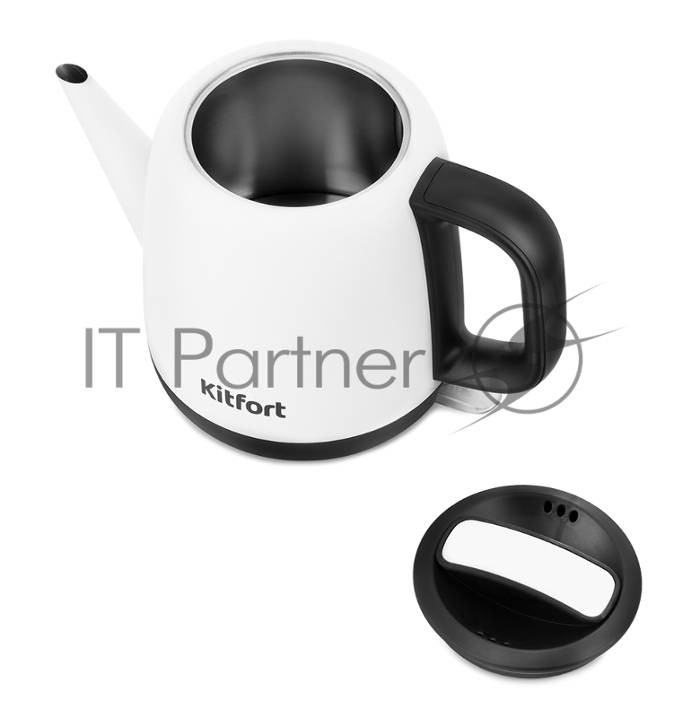 Чайник электрический Kitfort KT-6112 1л. 1630Вт белый/черный (корпус: нержавеющая сталь)