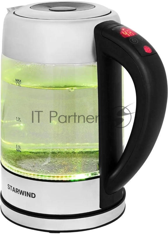 Чайник электрический Starwind SKG5213 1.7л. 2200Вт черный/серебристый (корпус: стекло)