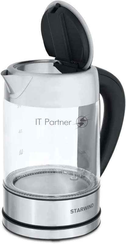 Чайник электрический Starwind SKG5213 1.7л. 2200Вт черный/серебристый (корпус: стекло)
