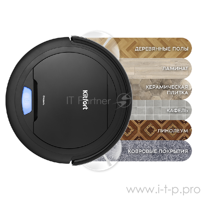 Пылесос-робот Kitfort КТ-562 20Вт черный