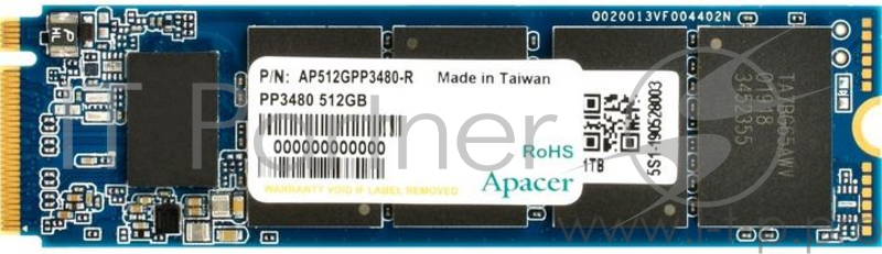 M.2 2280 512GB Apacer Professional NAS Client SSD AP512GPP3480-R PCIe Gen3x4, 2500/2100, IOPS 210/380K, MTBF 1.5M, 3D TLC, 128MB, 1000TBW, 1.07DWPD,