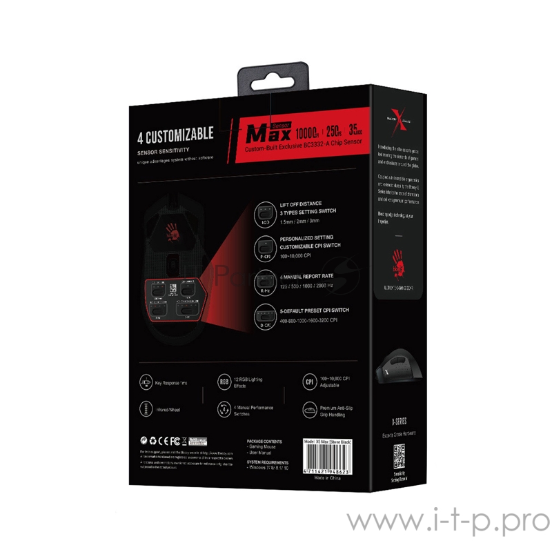 Мышь A4 Bloody X5 Max черный оптическая (10000dpi) USB (9but)