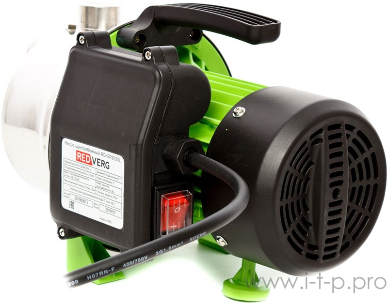 Насос RD-SPS100L. 220В/50Гц 1000Вт 58л/мин напор-36м высота всасыв.- до 8м вход/выход- 1”