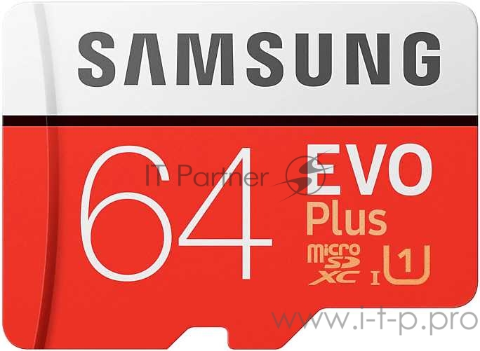 Карта памяти microSDXC 64GB Samsung EVO Plus Memory Card Samsung MB-MC64HA/RU UHS-I U1 Class 10, Adapter, 100/90 MB/s, 10000 циклов, - 25°C to 85°C, RTL