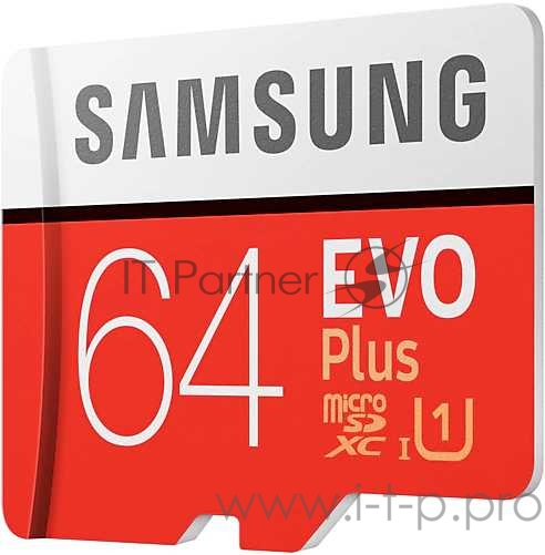 Карта памяти microSDXC 64GB Samsung EVO Plus Memory Card Samsung MB-MC64HA/RU UHS-I U1 Class 10, Adapter, 100/90 MB/s, 10000 циклов, - 25°C to 85°C, RTL
