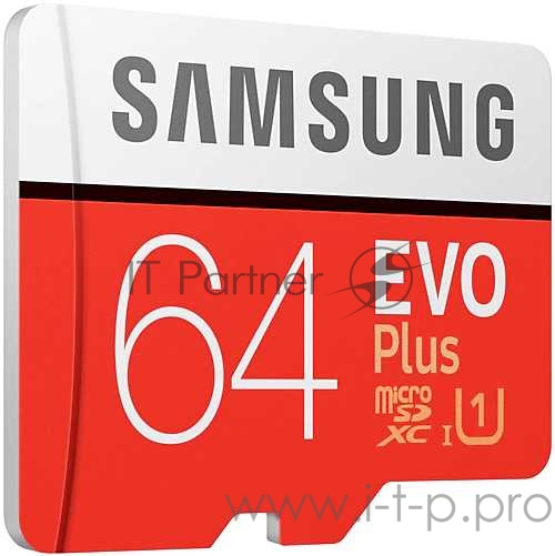 Карта памяти microSDXC 64GB Samsung EVO Plus Memory Card Samsung MB-MC64HA/RU UHS-I U1 Class 10, Adapter, 100/90 MB/s, 10000 циклов, - 25°C to 85°C, RTL