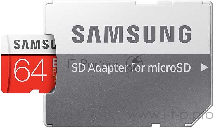 Карта памяти microSDXC 64GB Samsung EVO Plus Memory Card Samsung MB-MC64HA/RU UHS-I U1 Class 10, Adapter, 100/90 MB/s, 10000 циклов, - 25°C to 85°C, RTL