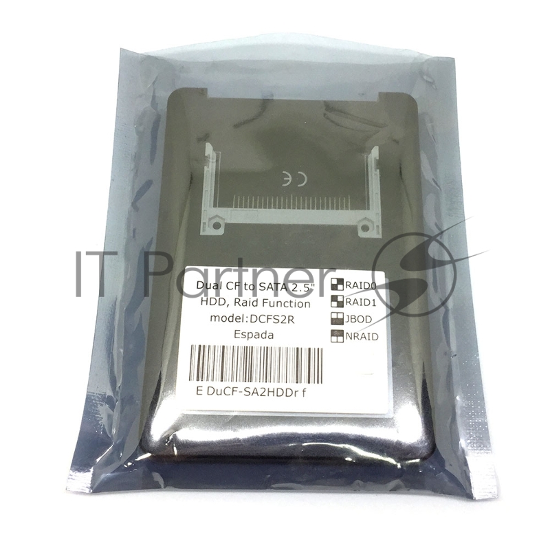 Адаптер Espada DCFS2R для подключения 2-х карт памяти Compact Flash к разъёму SATA и создания RAID 0, 1, JBOB массивов