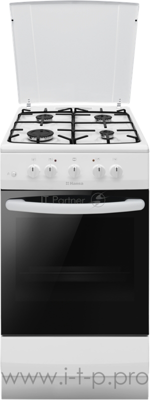 Плита Электрическая HANSA/ 85x50x60, газоэлектрическая, газовые конфорки, электроподжиг, духовка электрическая, белая