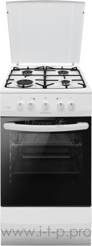 Плита Электрическая HANSA/ 85x50x60, газоэлектрическая, газовые конфорки, электроподжиг, духовка электрическая, белая