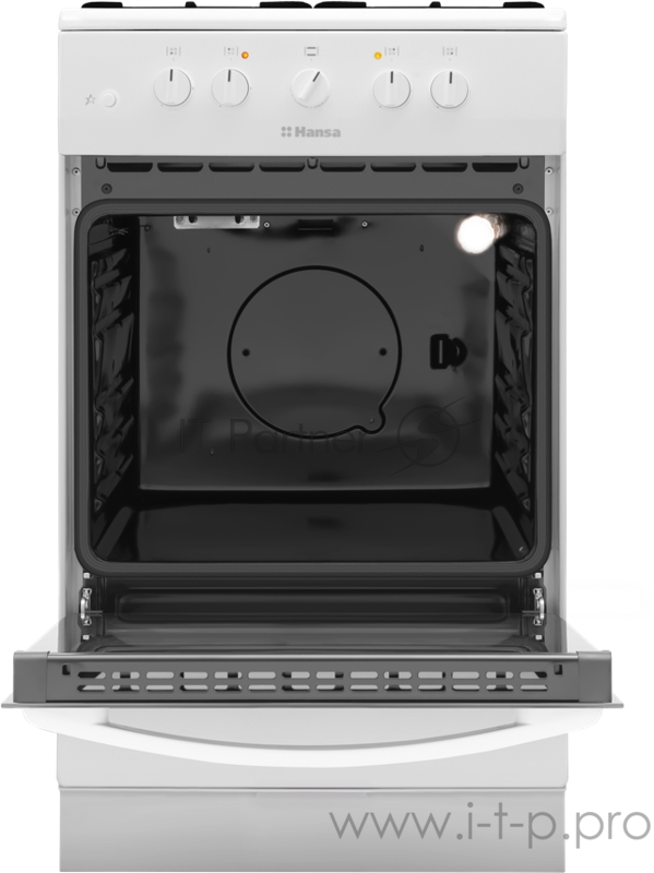 Плита Электрическая HANSA/ 85x50x60, газоэлектрическая, газовые конфорки, электроподжиг, духовка электрическая, белая
