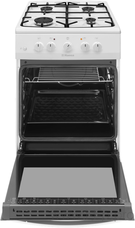 Плита Электрическая HANSA/ 85x50x60, газоэлектрическая, газовые конфорки, электроподжиг, духовка электрическая, белая