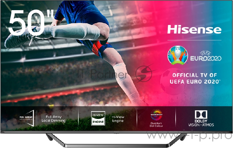 Телевизор ЖК 50 Hisense 50”, Ultra HD, Smart TV (ОС VIDAA U4.0), Wi-Fi, PCI 2500, DVB-T2/T/C/S2/S, HDR 10+, Dolby Vision, Dolby Atmos, Bluetooth, 2х10W, CI+(1.4), 4HDMI, 2USB, Black