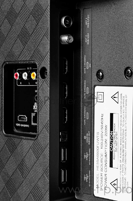 Телевизор ЖК 50 Hisense 50”, Ultra HD, Smart TV (ОС VIDAA U4.0), Wi-Fi, PCI 2500, DVB-T2/T/C/S2/S, HDR 10+, Dolby Vision, Dolby Atmos, Bluetooth, 2х10W, CI+(1.4), 4HDMI, 2USB, Black