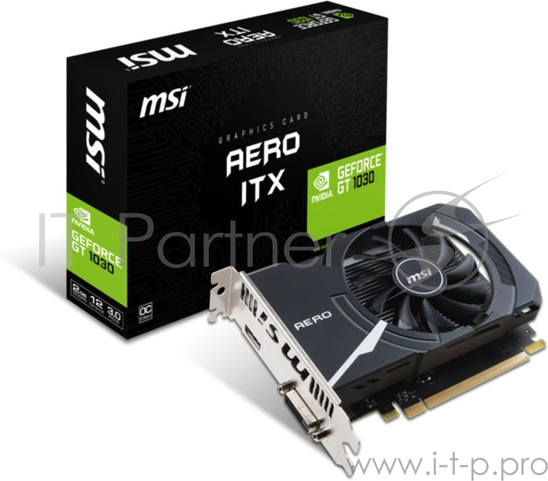 Видеокарта MSI GT1030 AERO ITX OC 2Gb GDDR5 64bit DVI-D, HDMI (GT 1030 AERO ITX 2G OC) RTL