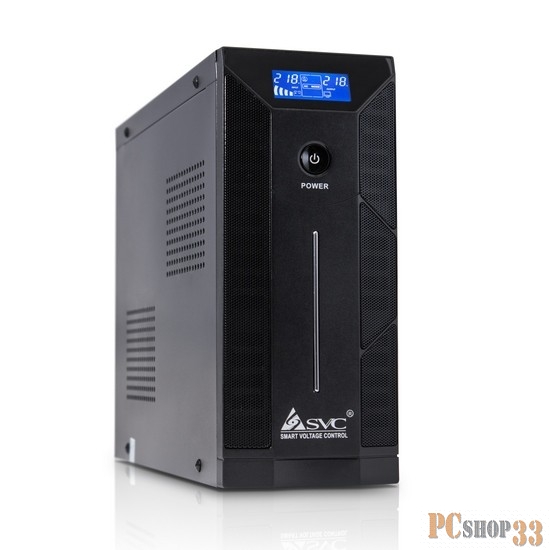 ИБП (UPS) SVC W-1500. 1500ВА / 900Вт, 220В, 3 мс, 12В/9 Ач х 2 шт., 265*110*340 мм