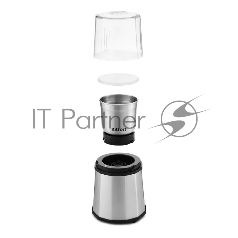 Кофемолка Kitfort КТ-746 200Вт сист.помол.:ротац.нож вместим.:200гр нержавеющая сталь/черный