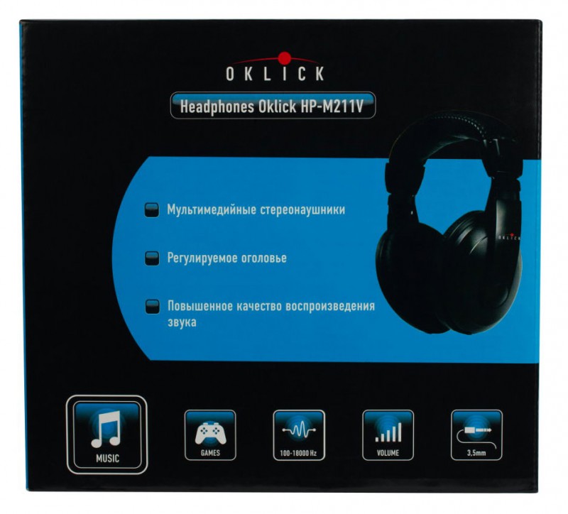 Наушники мониторы Oklick HP-M211V 1.8м черный проводные (оголовье)