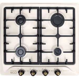 Встраиваемая газовая варочная панель RICCI RGN-620BG авторозжиг конфорок 52.5х59х9.82см бежевый