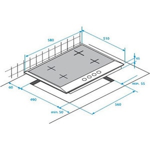 Встраиваемая газовая варочная панель RICCI RGN-620BG авторозжиг конфорок 52.5х59х9.82см бежевый