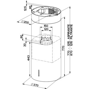 Вытяжка каминная Faber Cylindra Isola EV8 X A37 нержавеющая сталь управление: кнопочное (1 мотор)