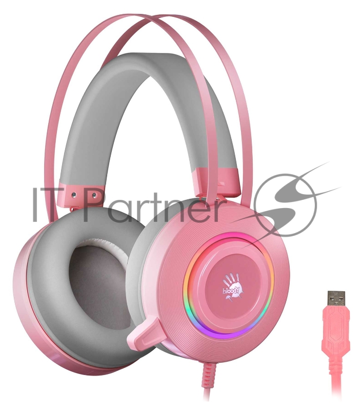 Наушники с микрофоном A4 Bloody G521 розовый 2.3м мониторные USB оголовье (G521 ( PINK ))
