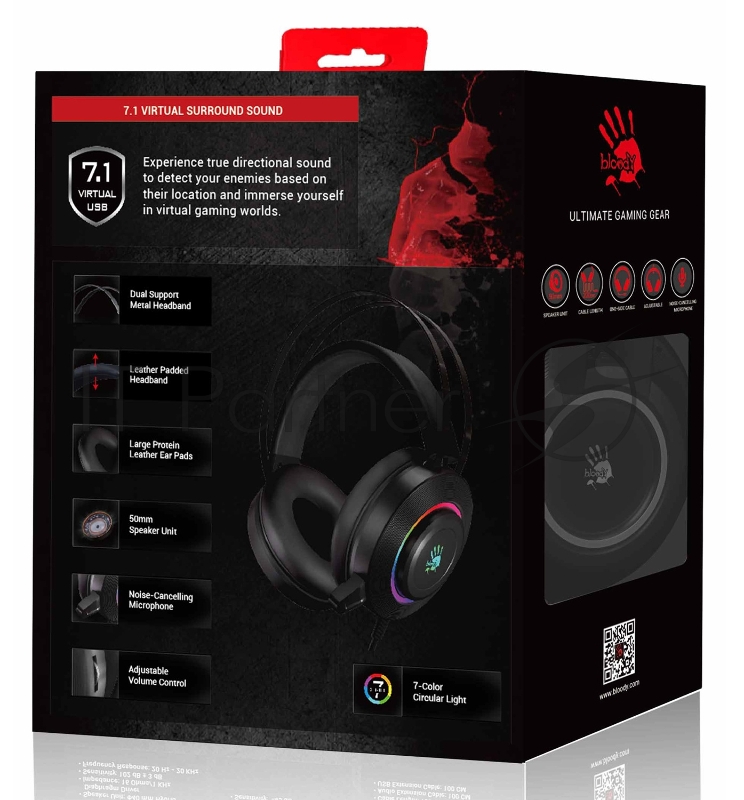 Наушники с микрофоном A4 Bloody G521 черный 2.3м мониторные USB оголовье (G521 (BLACK))