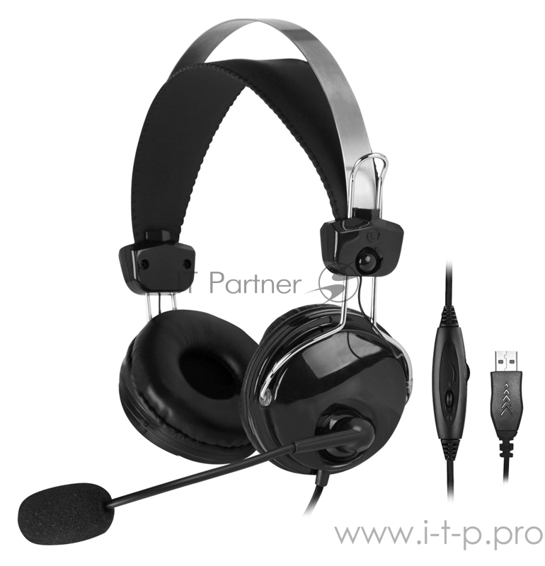 Наушники с микрофоном A4 HU-7P черный 2м накладные USB оголовье