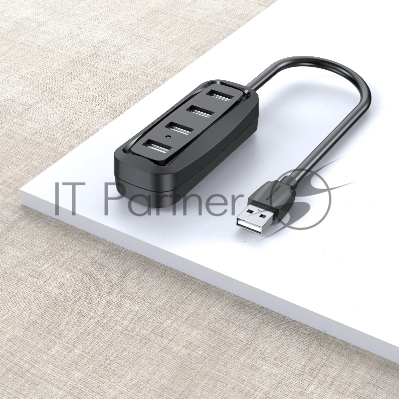 Концентратор Vention VAS-J43-B100 (USB 2.0 на 4 порта Черный - 1м.)