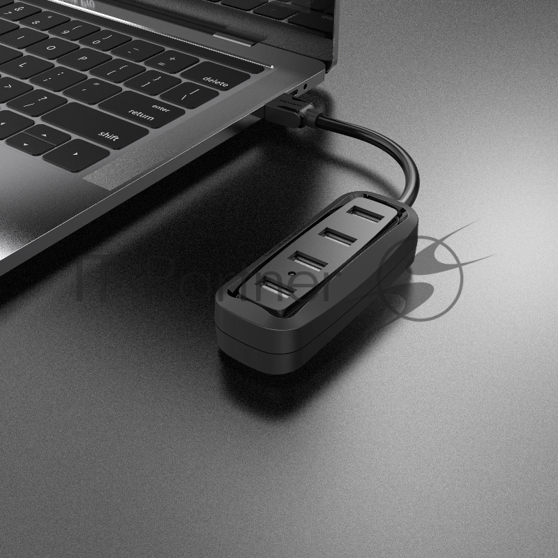Концентратор Vention VAS-J43-B100 (USB 2.0 на 4 порта Черный - 1м.)