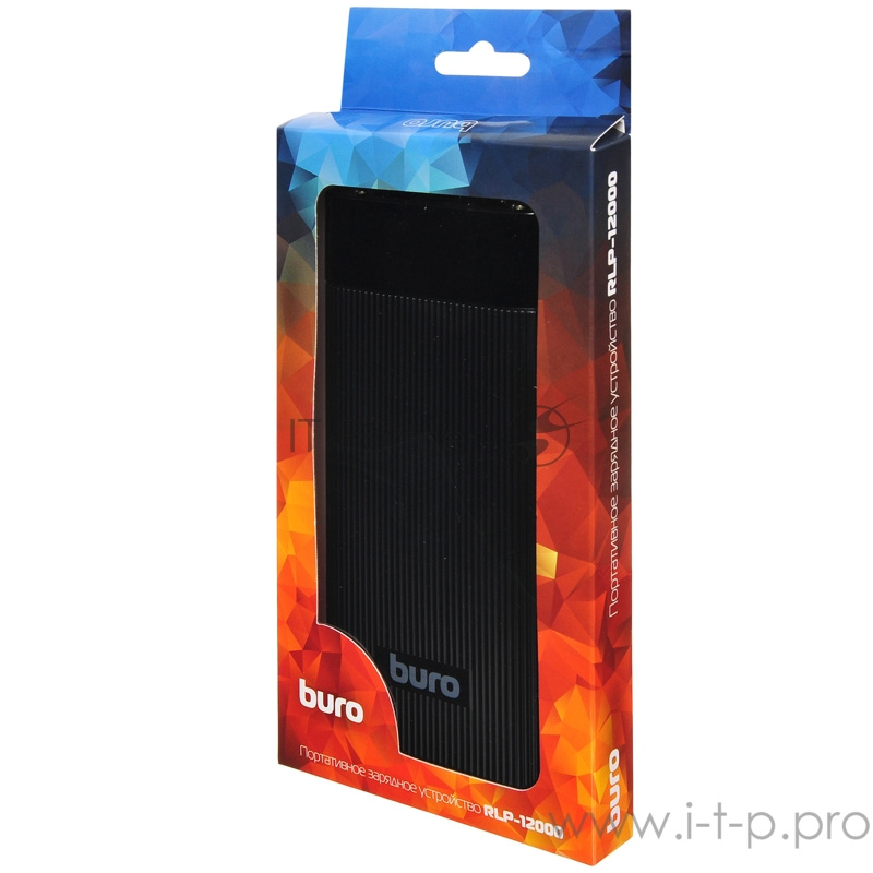 Мобильный аккумулятор Buro RLP-12000-B Li-Pol 12000mAh 2.1A+2.1A черный 2xUSB