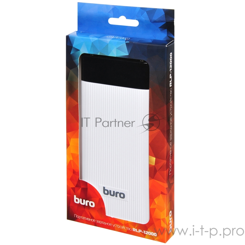 Мобильный аккумулятор Buro RLP-12000-W Li-Pol 12000mAh 2.1A+2.1A белый 2xUSB