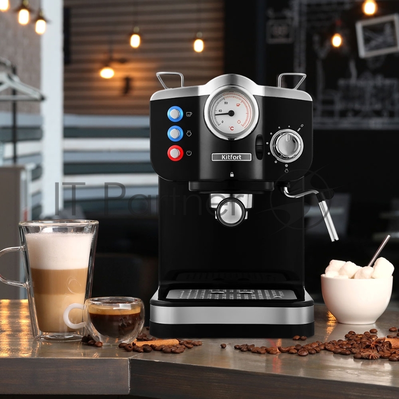 Кофеварка эспрессо Kitfort КТ-739 1100Вт черный/серебристый