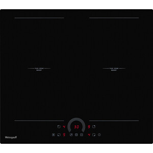 Индукционные варочные панели Weissgauff Индукционная, 60 см, индукционная, стеклокерамика Vitro Ceramic Glass, сенсорное+слайдерное управление, FLEX ZONE, индикация степени нагрева, таймер, блокировка от детей, черная