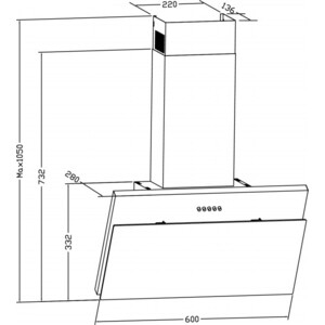 Вытяжка Weissgauff Yota 60 PB BL наклонная, черный цвет
