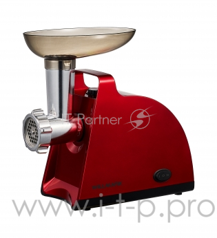 Мясорубка электрическая WILLMARK WMG-2000R (2000Вт, реверс,насадка д/кеббе,сос. 2 реш., красная, 2 г