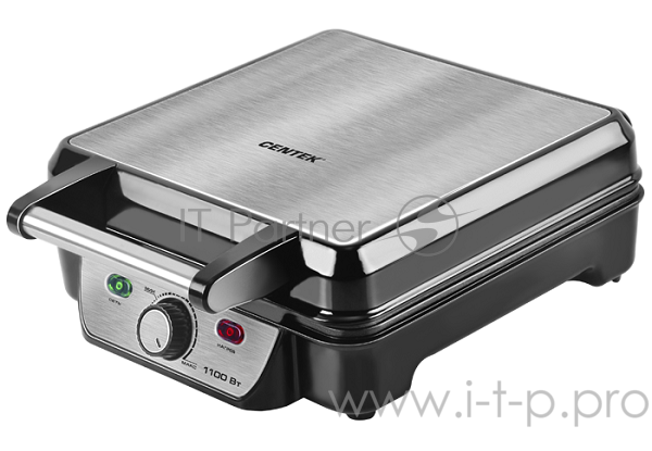 Вафельница Centek CT-1453 1100Вт Вафли- венские х4, 240х240мм, антипригарное покрытие, нерж сталь