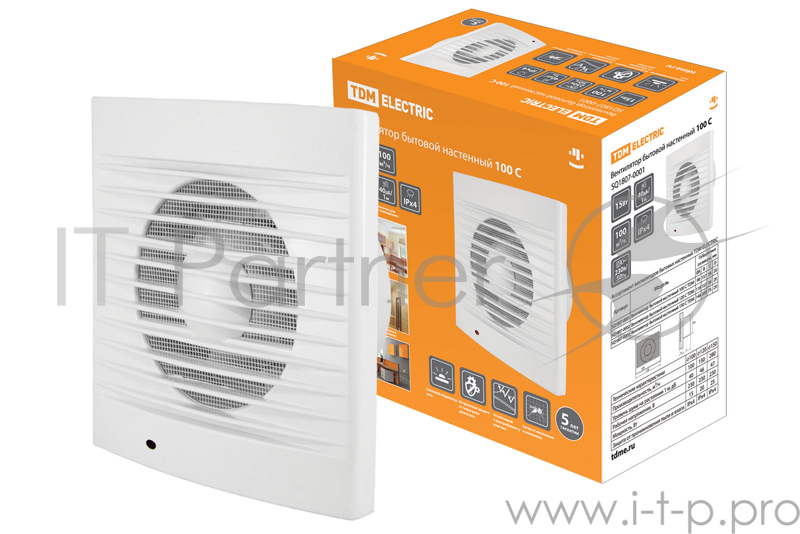 Вентилятор TDM SQ1807-0001 бытовой настенный 100 С