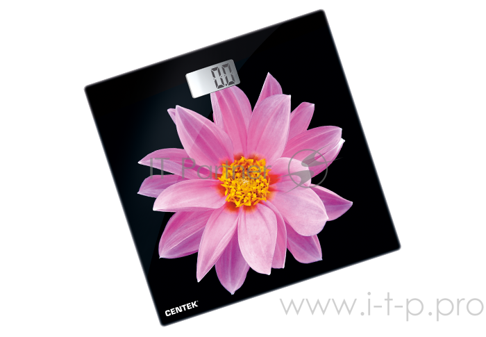 Весы напольные Centek CT-2416 (Pink Flower) электронные 180кг, 0,1кг, LCD 45x28, размер 26х26см