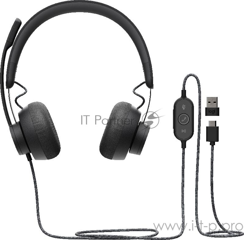 Гарнитура Logitech Headset Zone Wired UC Graphite
